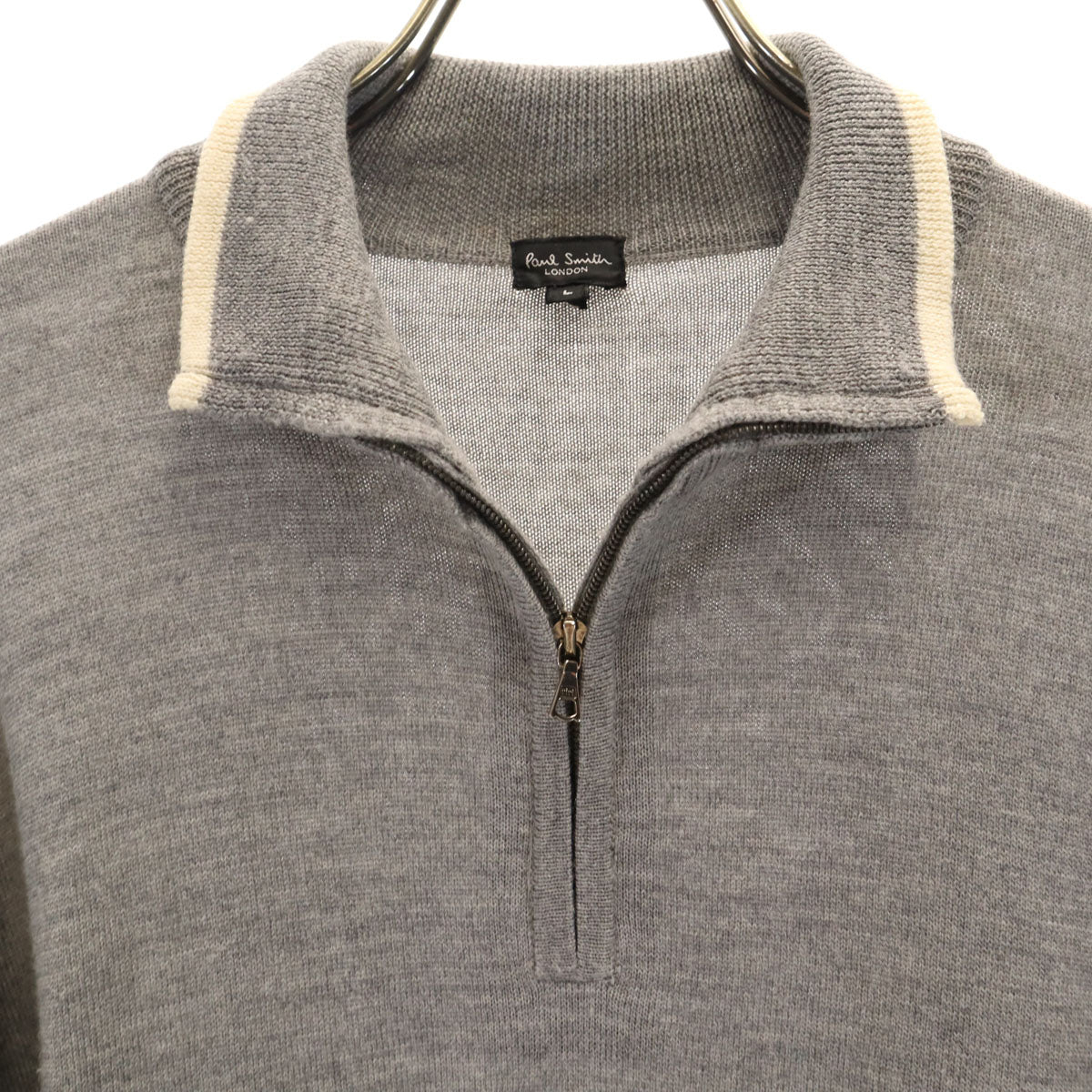 Paul Smith LONDON ポールスミスロンドン 長袖 ハーフジップ ニット L グレー セーター メンズ