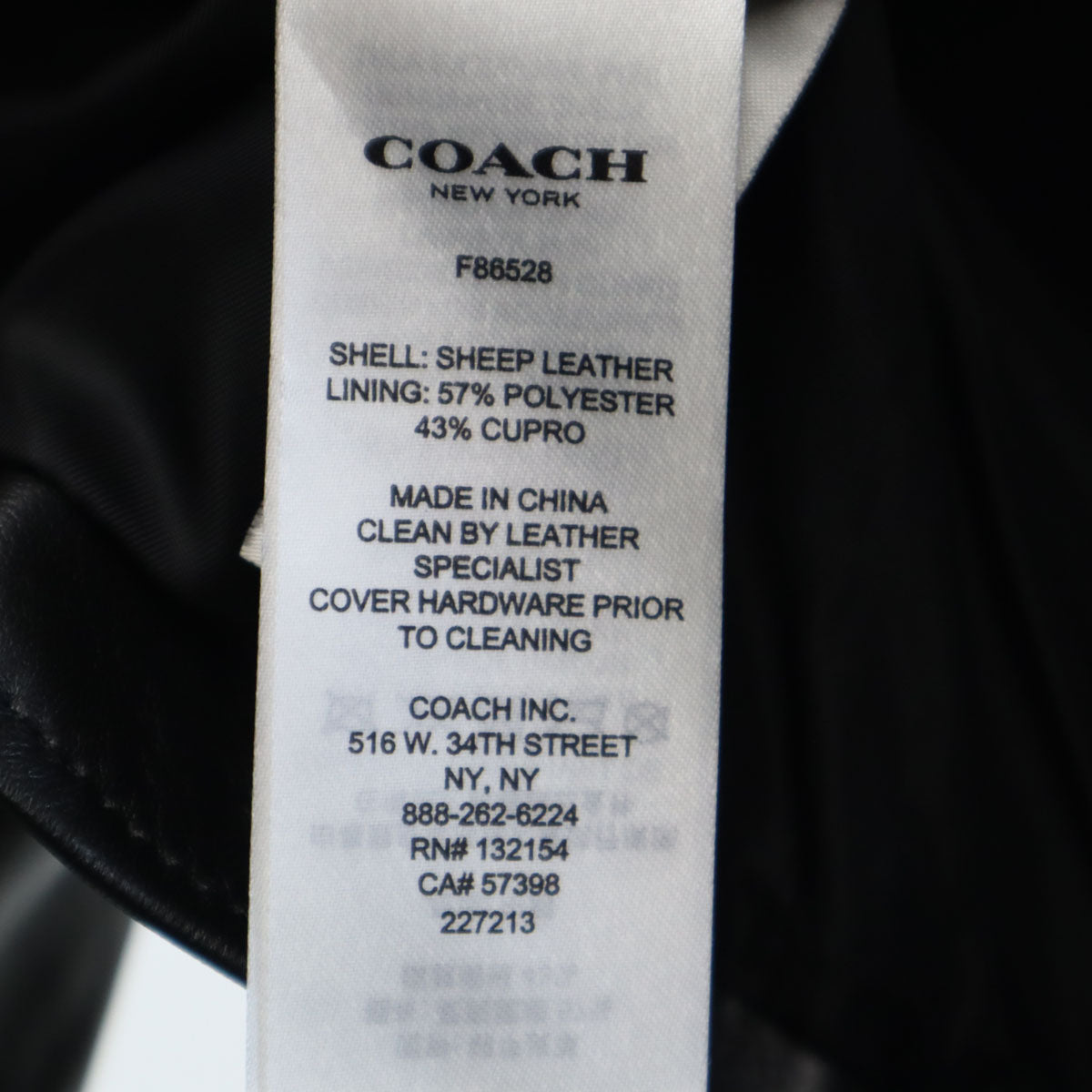 COACH コーチ 羊革 シープレザー ライダースジャケット S ブラック F86528 UPTOWN RACER JACKET レディース