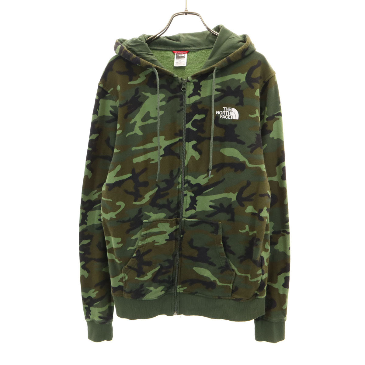 THE NORTH FACE ノースフェイス カモフラ柄 長袖 スウェット ジップパーカー S カーキ 迷彩 裏起毛 アウトドア メンズ