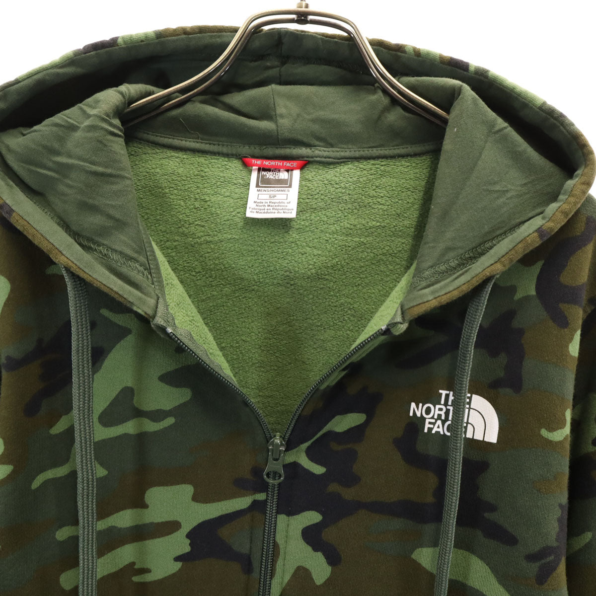 THE NORTH FACE ノースフェイス カモフラ柄 長袖 スウェット ジップパーカー S カーキ 迷彩 裏起毛 アウトドア メンズ