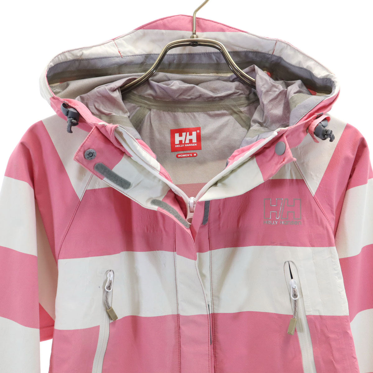 HELLY HANSEN ヘリーハンセン ボーダー柄 ジップジャケット M ピンク系 防水 レディース