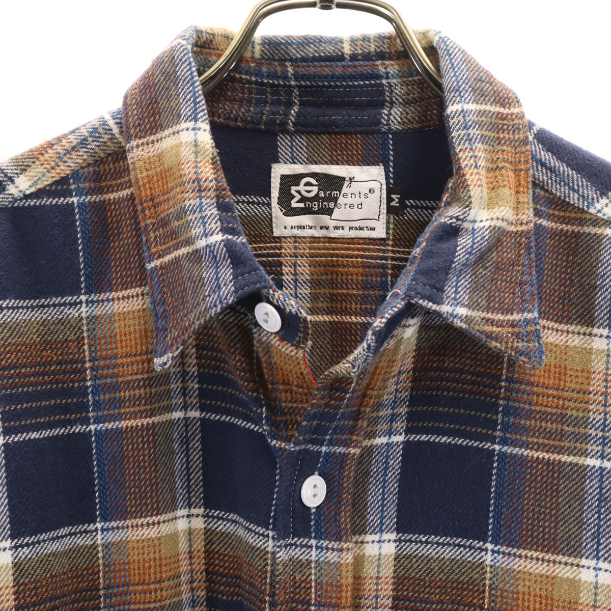 Engineered Garments エンジニアードガーメンツ USA製 チェック柄 長袖 ネルシャツ M ネイビー メンズ