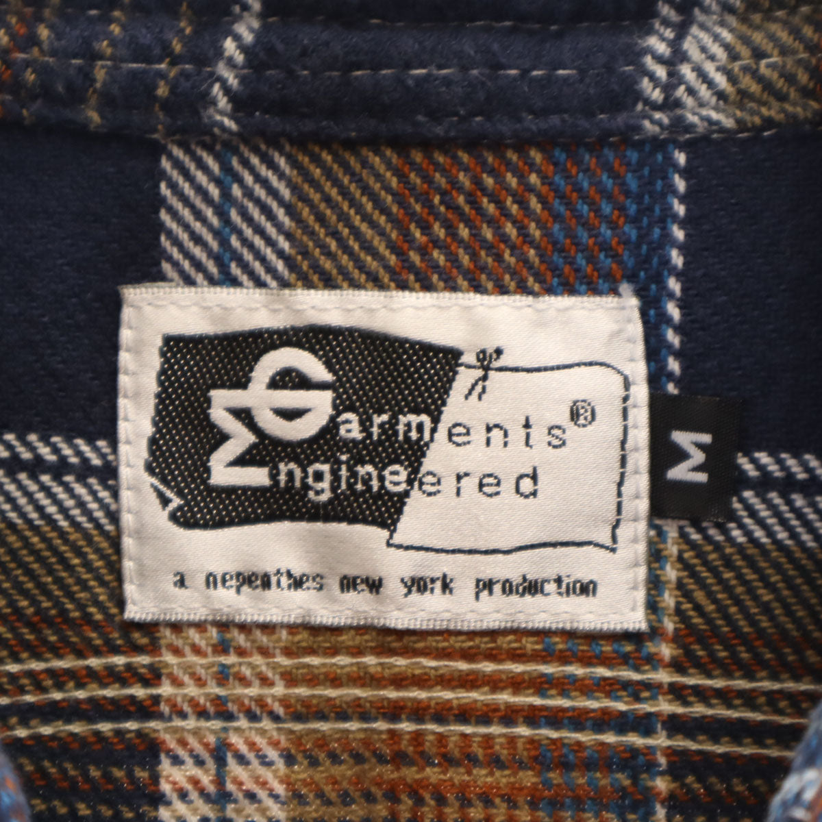 Engineered Garments エンジニアードガーメンツ USA製 チェック柄 長袖 ネルシャツ M ネイビー メンズ