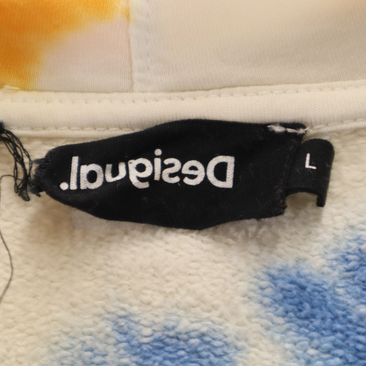 Desigual デシグアル タイダイ 長袖 スウェットパーカー L ホワイト メンズ