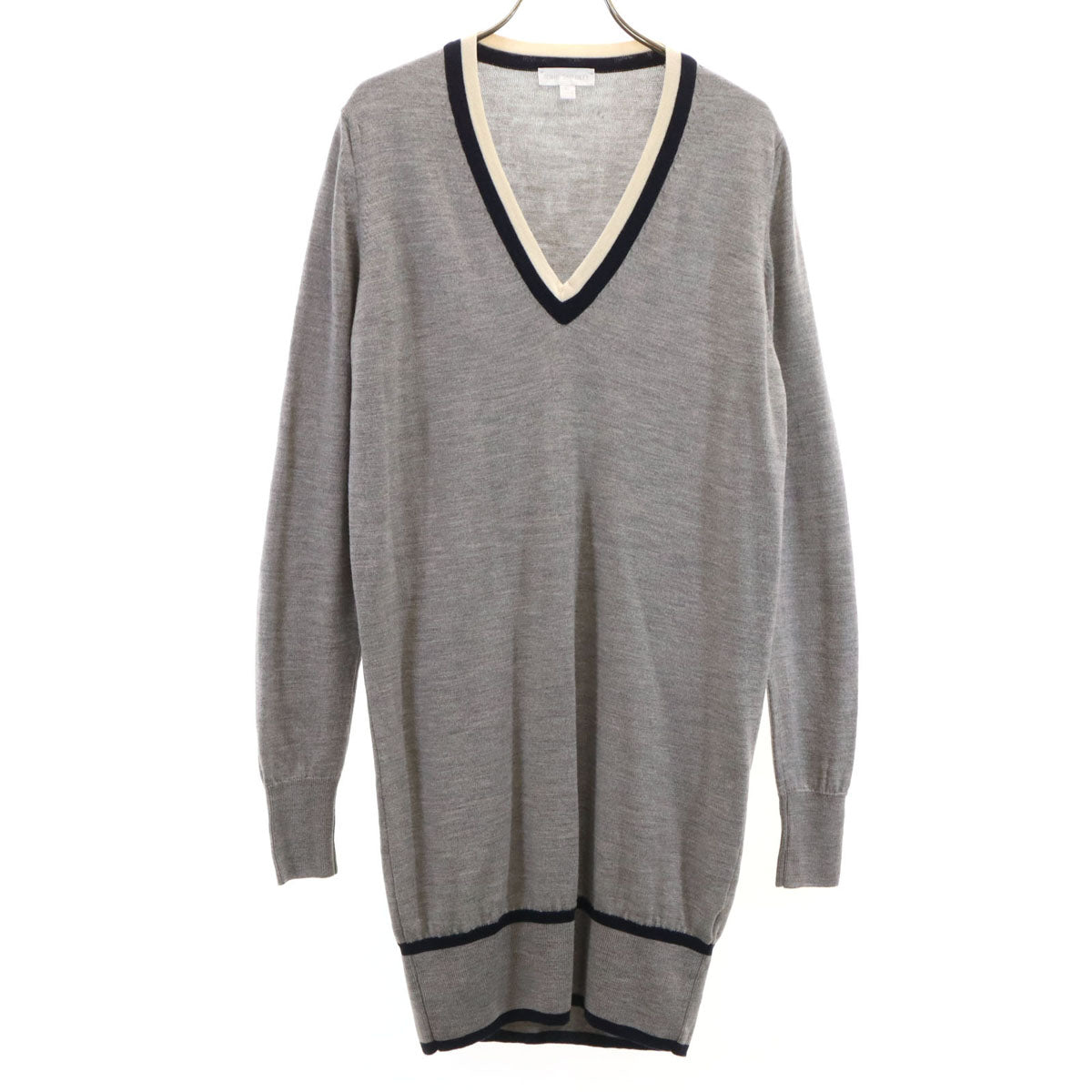 JOHN SMEDLEY ジョンスメドレー イギリス製 長袖 ニット ワンピース S グレー レディース
