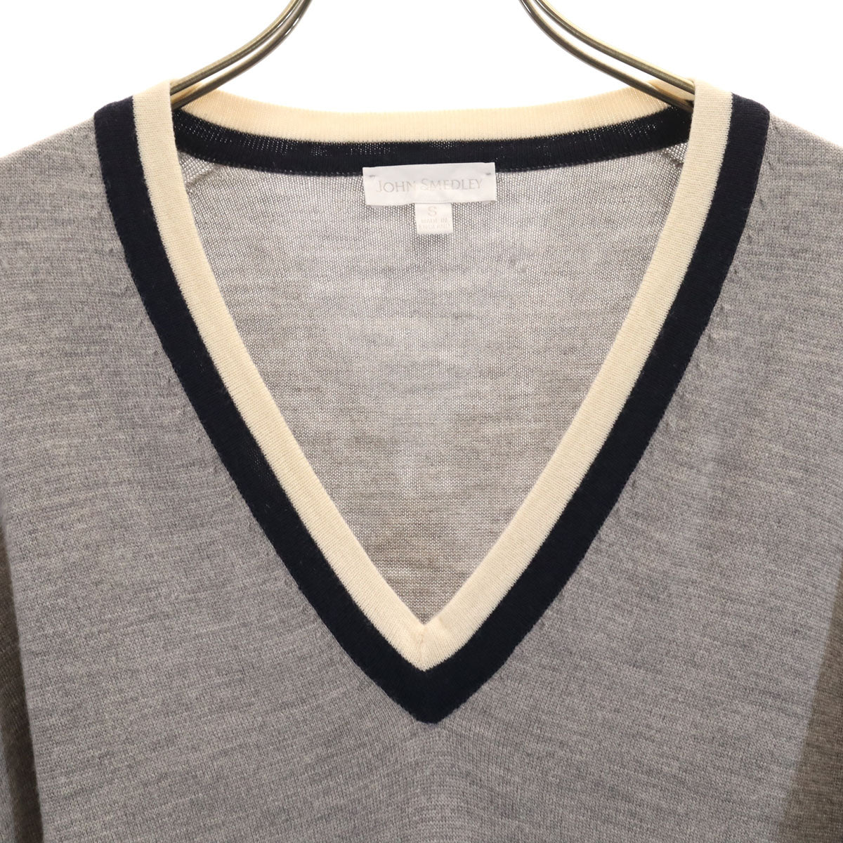 JOHN SMEDLEY ジョンスメドレー イギリス製 長袖 ニット ワンピース S グレー レディース