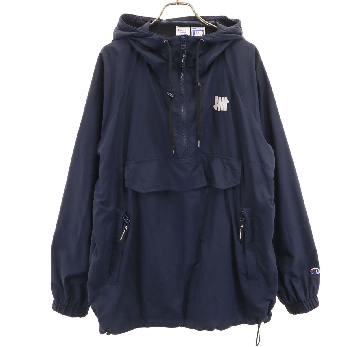 Champion チャンピオン UNDEFEATED アンディフィーテッド コラボ アノラックパーカー L ネイビー メンズ