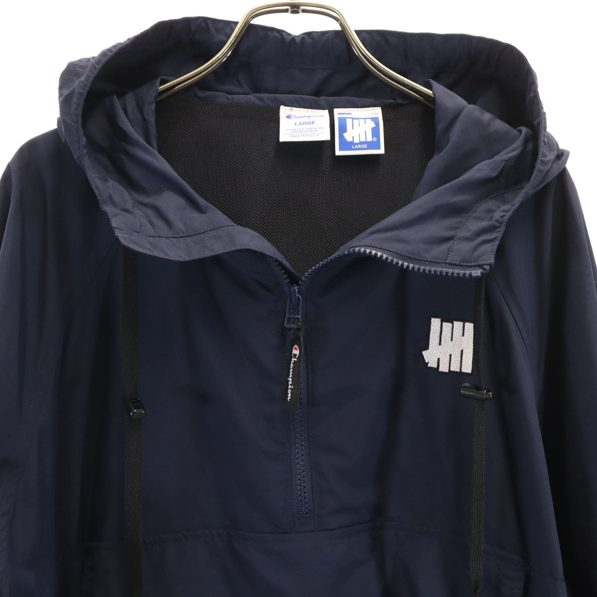 Champion チャンピオン UNDEFEATED アンディフィーテッド コラボ アノラックパーカー L ネイビー メンズ