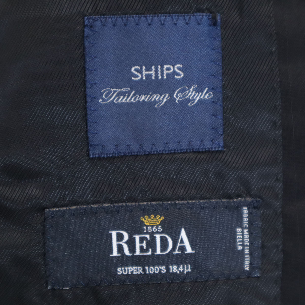 SHIPS シップス ストライプ柄 スーツ 上下 セットアップ 48 ブラック メンズ