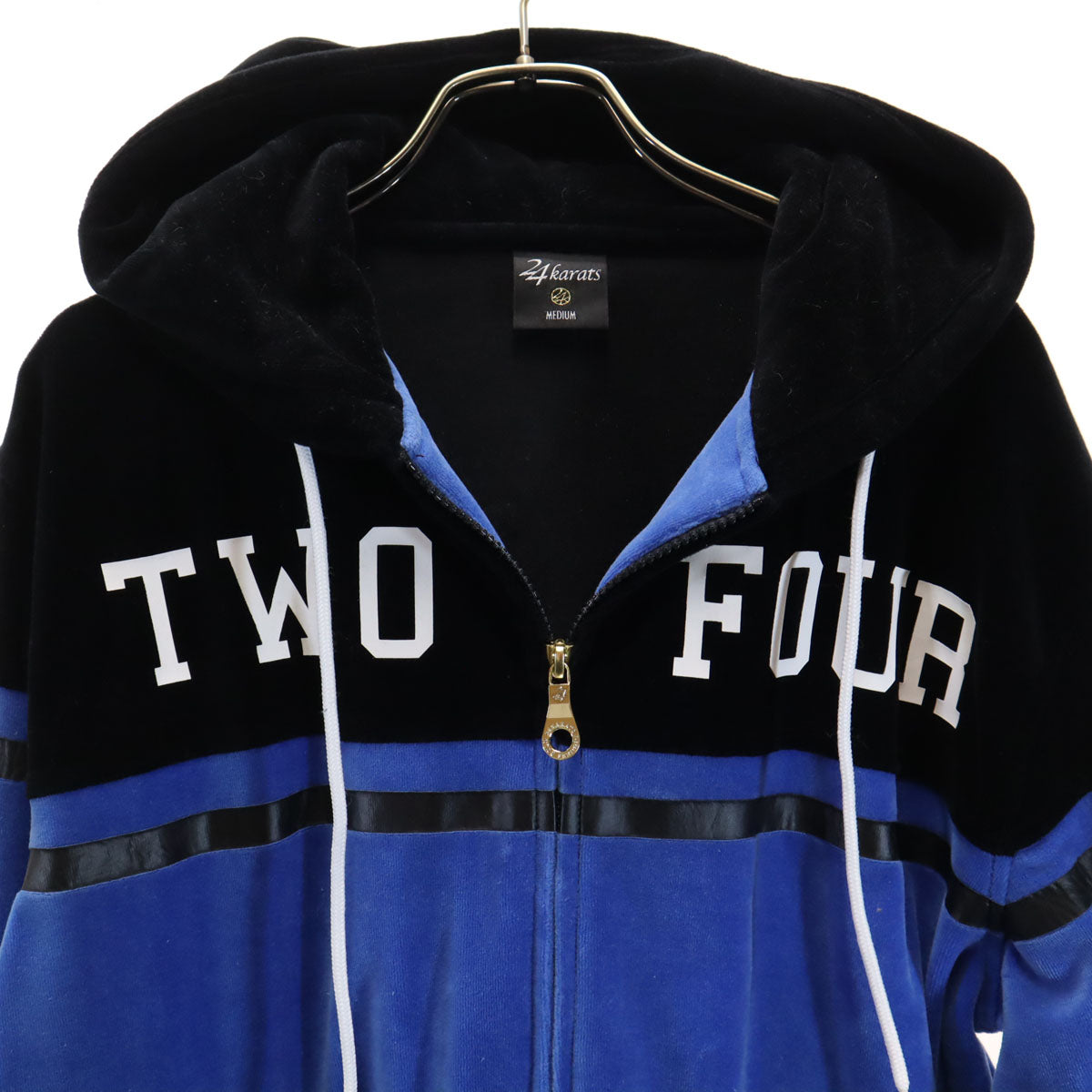 24KARATS 24カラッツ 長袖 ベロア ジップパーカー 上下 セットアップ M ブルー系 バック付き メンズ