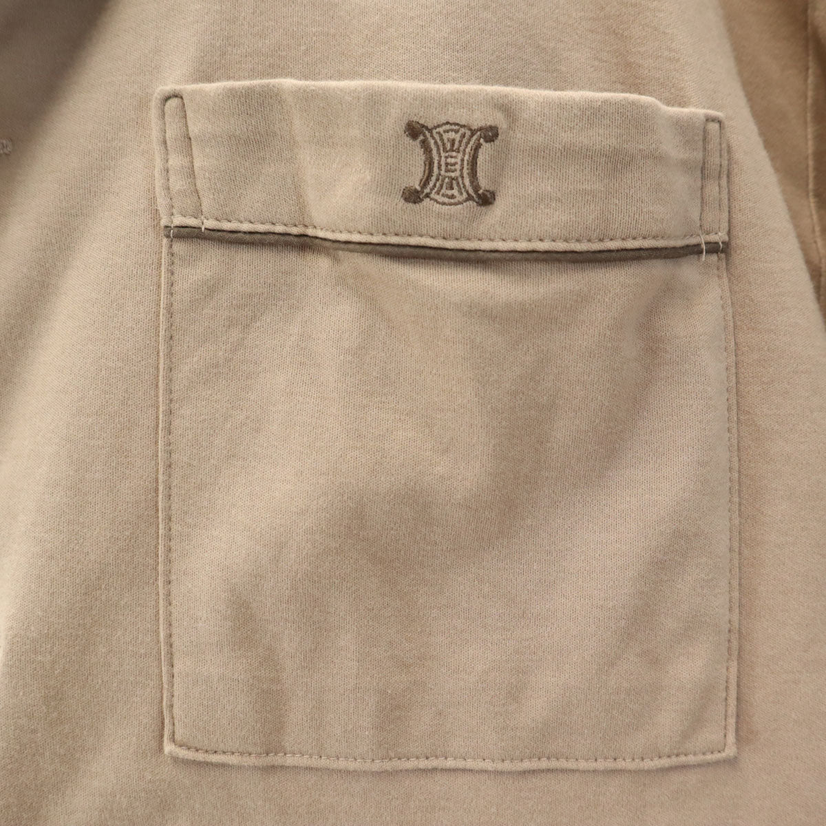 CELINE セリーヌ 日本製 開襟 長袖 パジャマ オープンカラーシャツ SA ベージュ メンズ