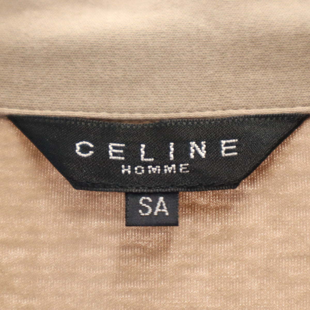CELINE セリーヌ 日本製 開襟 長袖 パジャマ オープンカラーシャツ SA ベージュ メンズ