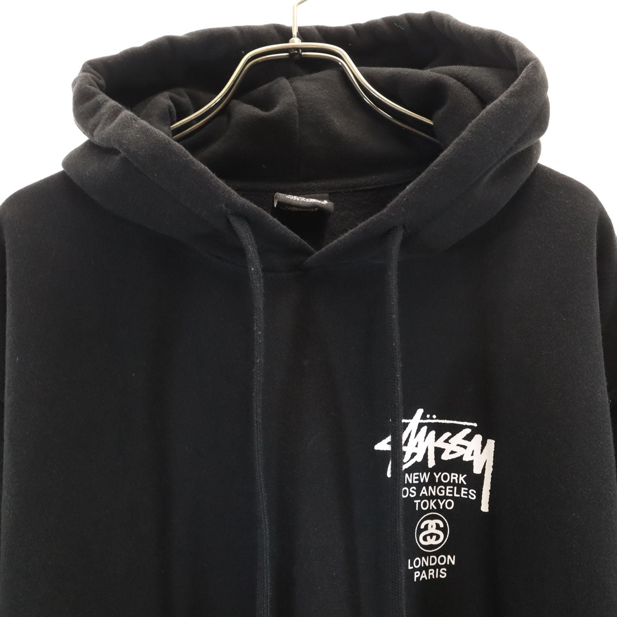 STUSSY ステューシー バックロゴ 長袖 スウェットパーカー M ブラック メンズ