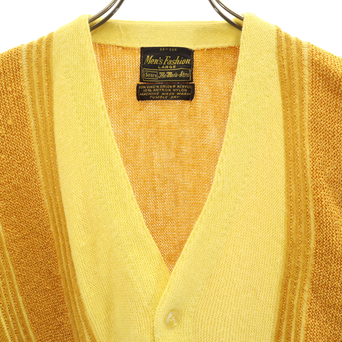 Sears シアーズ 70s ヴィンテージ 長袖 Vネック ニットカーディガン L マスタード メンズ