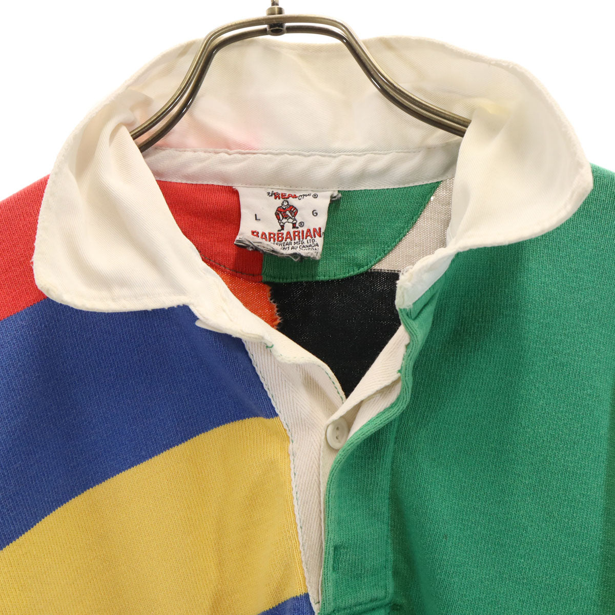 Barbarian バーバリアン 80s 90s カナダ製 ヴィンテージ 長袖 ラガーシャツ L マルチ メンズ