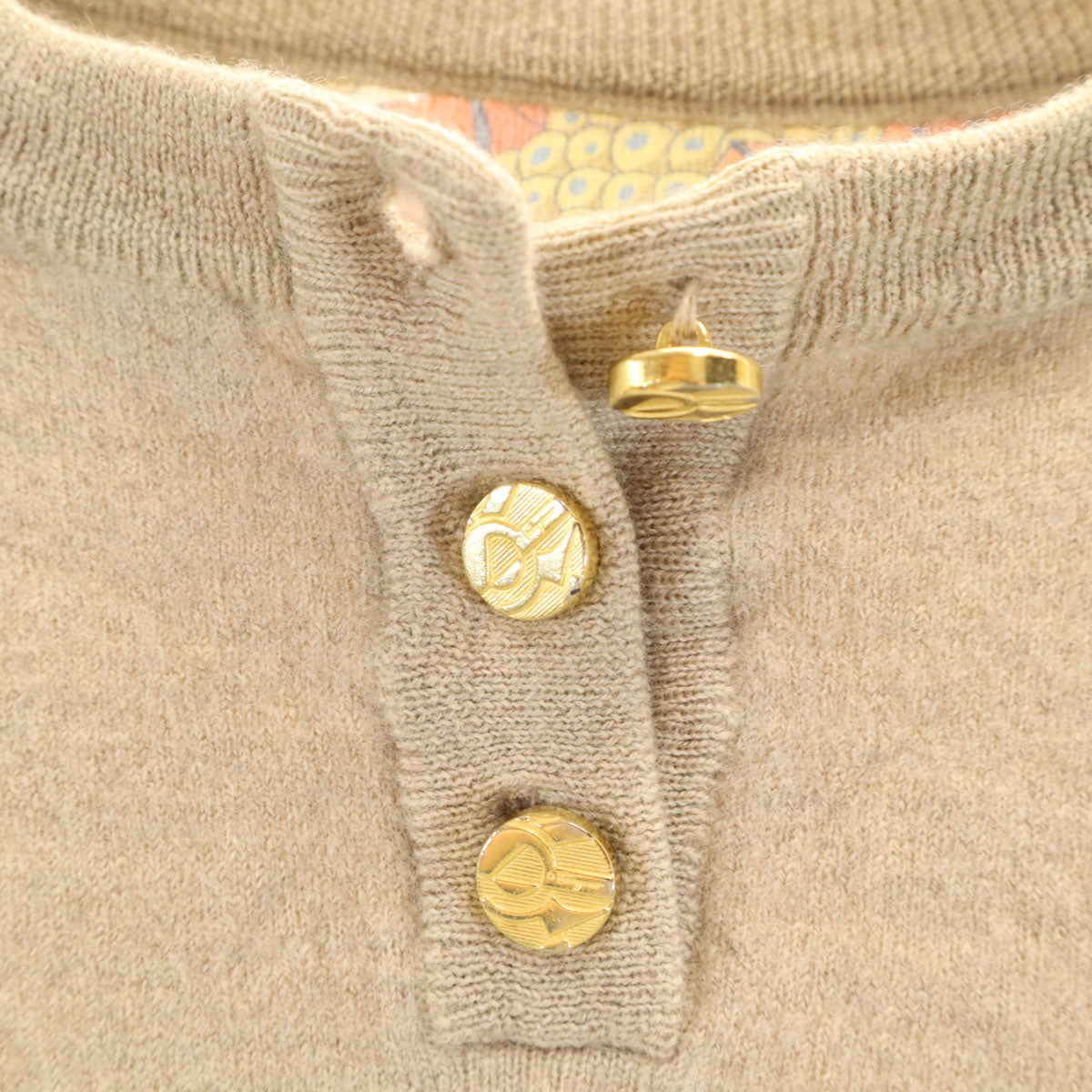 Salvatore Ferragamo サルヴァトーレフェラガモ 90s イタリア製 オールド 花柄 長袖 シルク切替 ニット L ベージュ セーター レディース