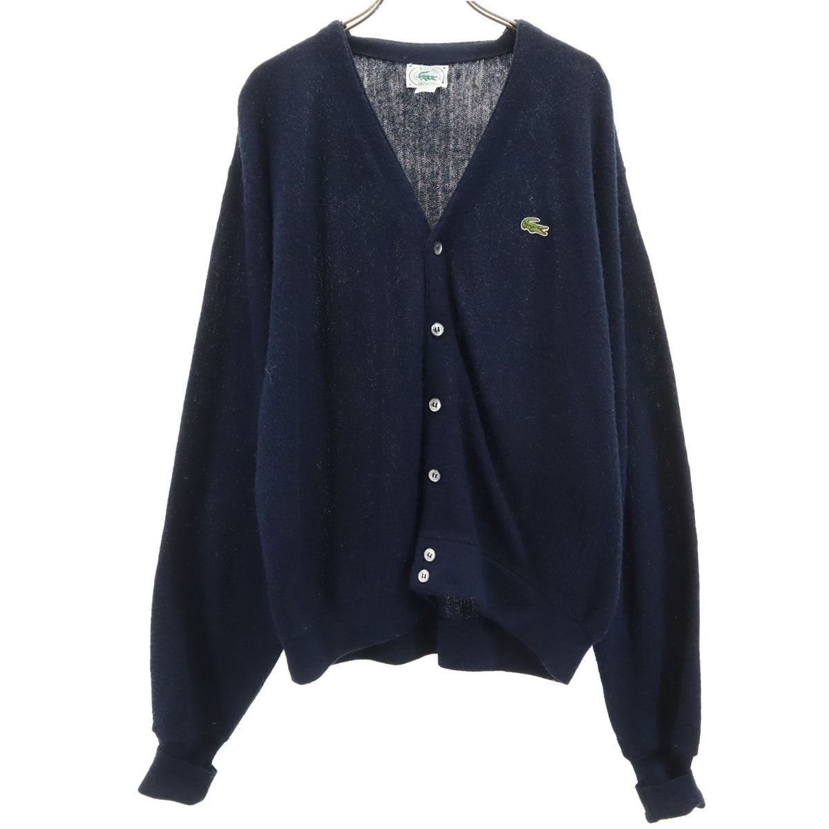 IZOD LACOSTE アイゾッドラコステ 90s USA製 オールド 長袖 Vネック ニットカーディガン L ネイビー メンズ