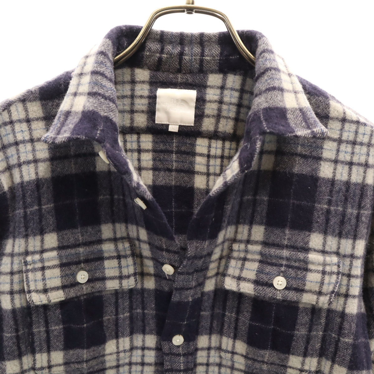 THE NORTH FACE ノースフェイス チェック柄 長袖 THIELSEN WOOL ネルシャツ M ネイビー NR61606 アウトドア メンズ