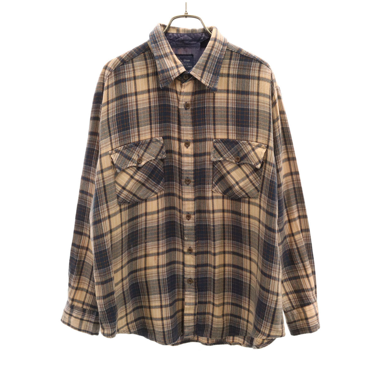 the men's shop ザメンズショップ 80s ヴィンテージ チェック柄 長袖 ネルシャツ L ベージュ JCPenney メンズ