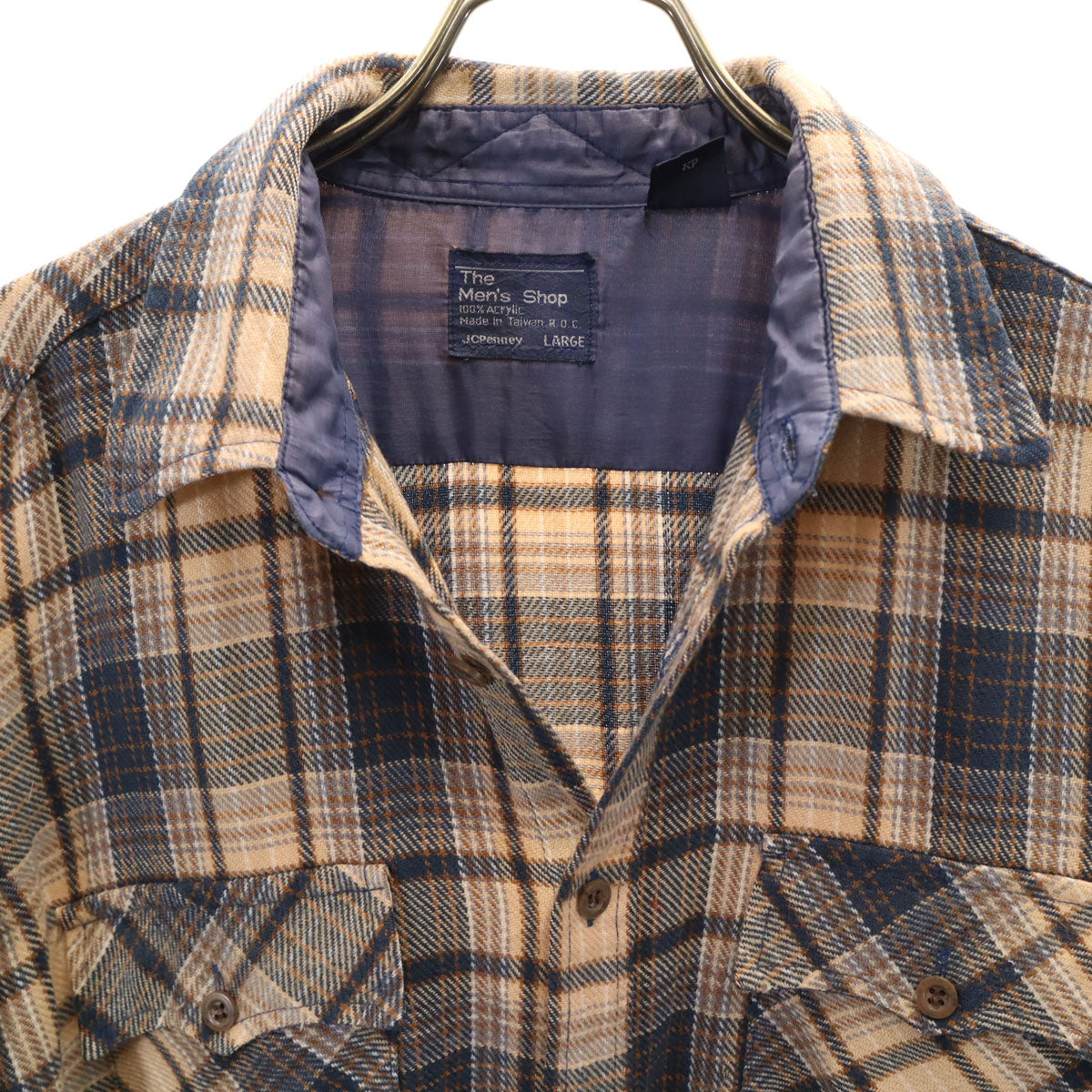 the men's shop ザメンズショップ 80s ヴィンテージ チェック柄 長袖 ネルシャツ L ベージュ JCPenney メンズ