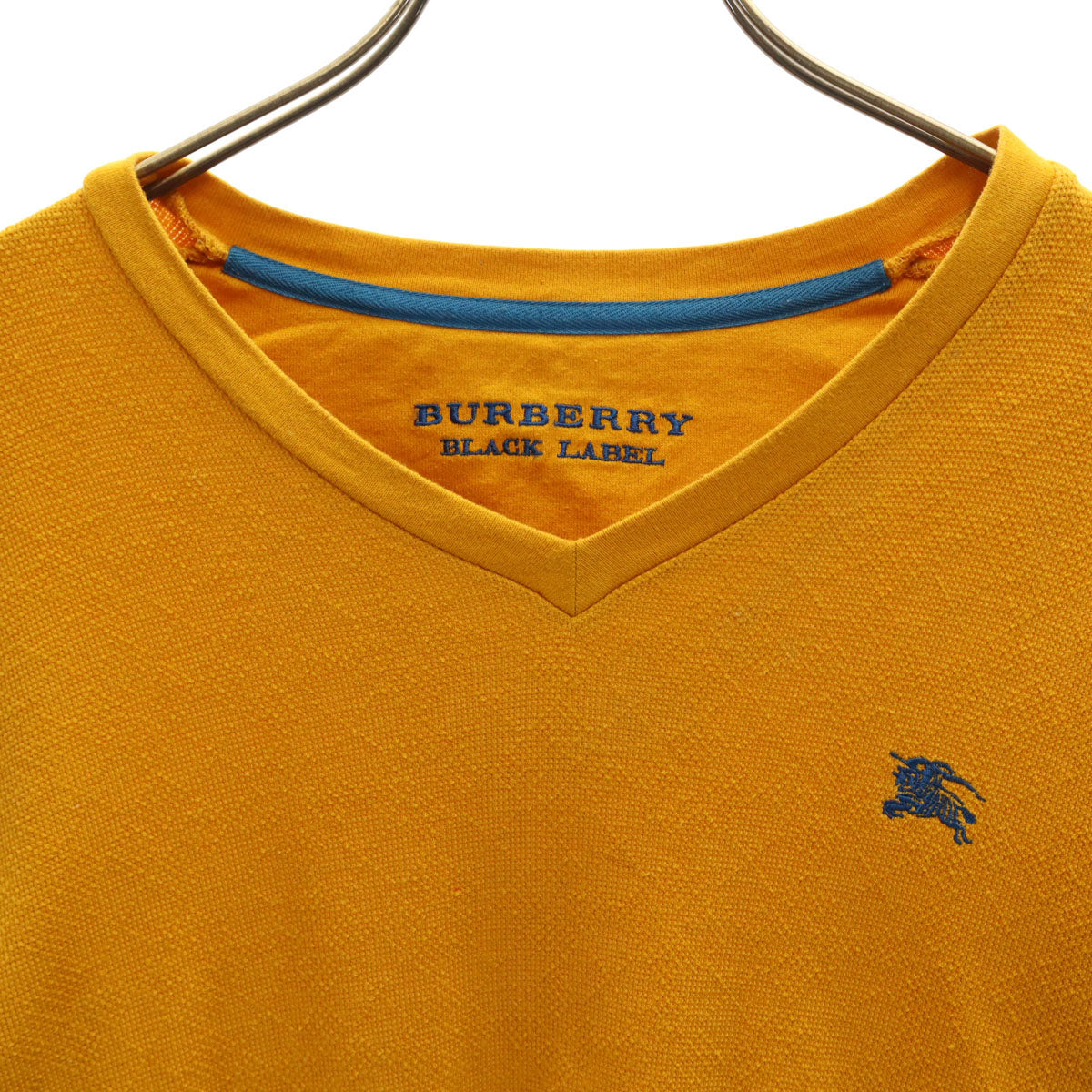 BURBERRY BLACK LABEL バーバリーブラックレーベル 日本製 長袖 Vネック Tシャツ 2 山吹色 三陽商会 メンズ