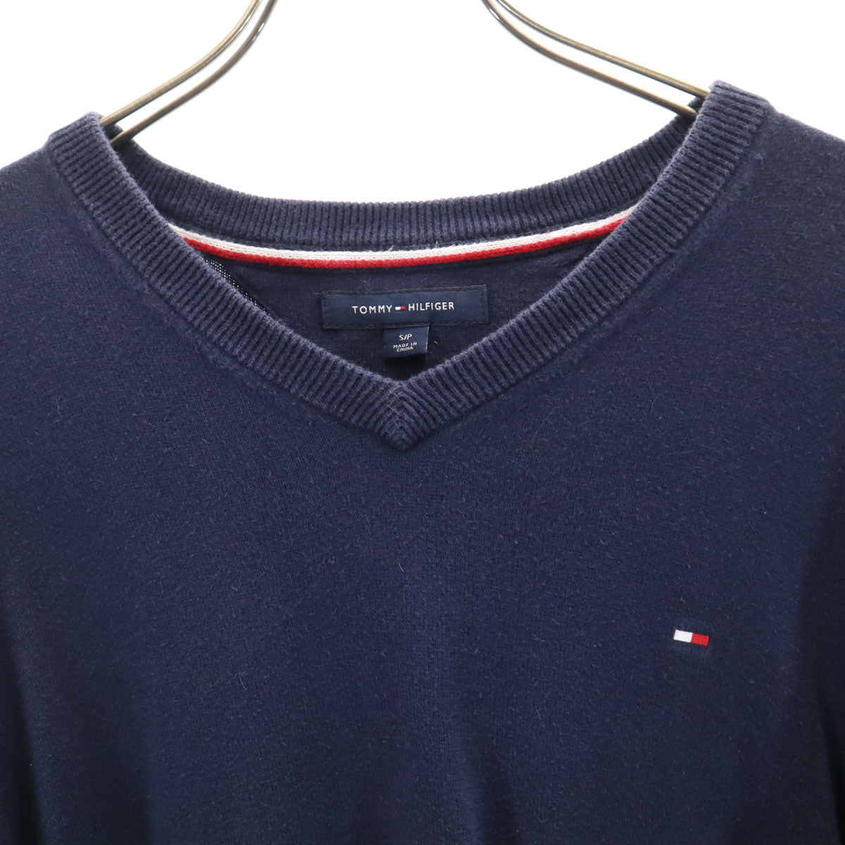 TOMMY HILFIGER トミーヒルフィガー 長袖 Vネック セーター S ネイビー セーター メンズ