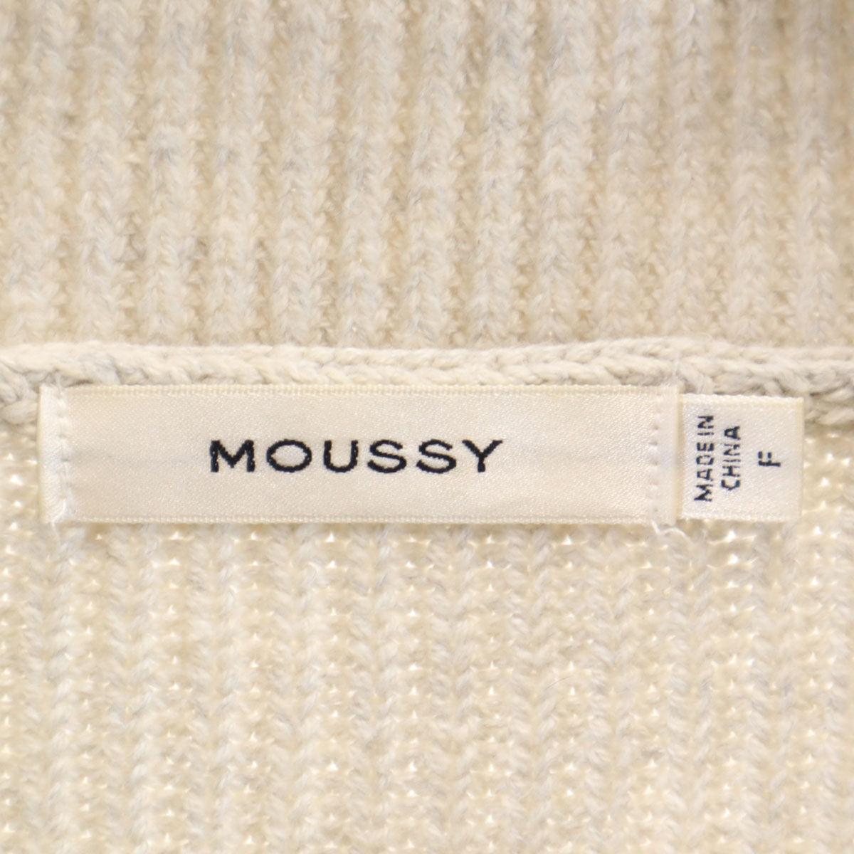 MOUSSY マウジー 長袖 ハーフジップ ニット F アイボリー系 セーター レディース