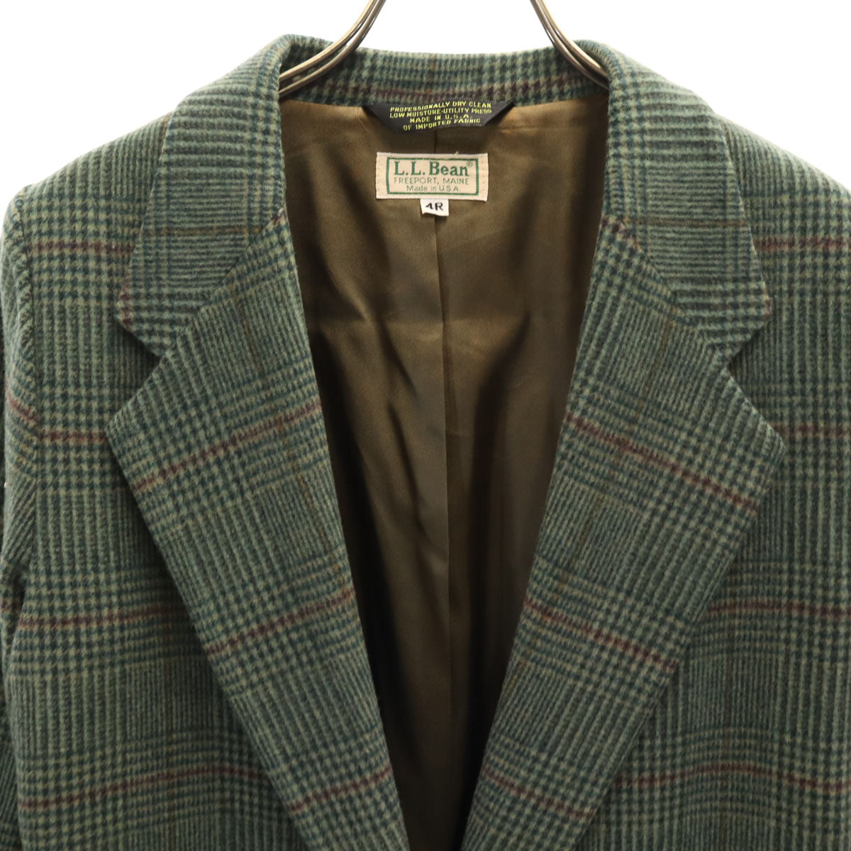 L.L.Bean エルエルビーン 80s USA製 ヴィンテージ グレンチェック テーラードジャケット 4R カーキ アウトドア レディース
