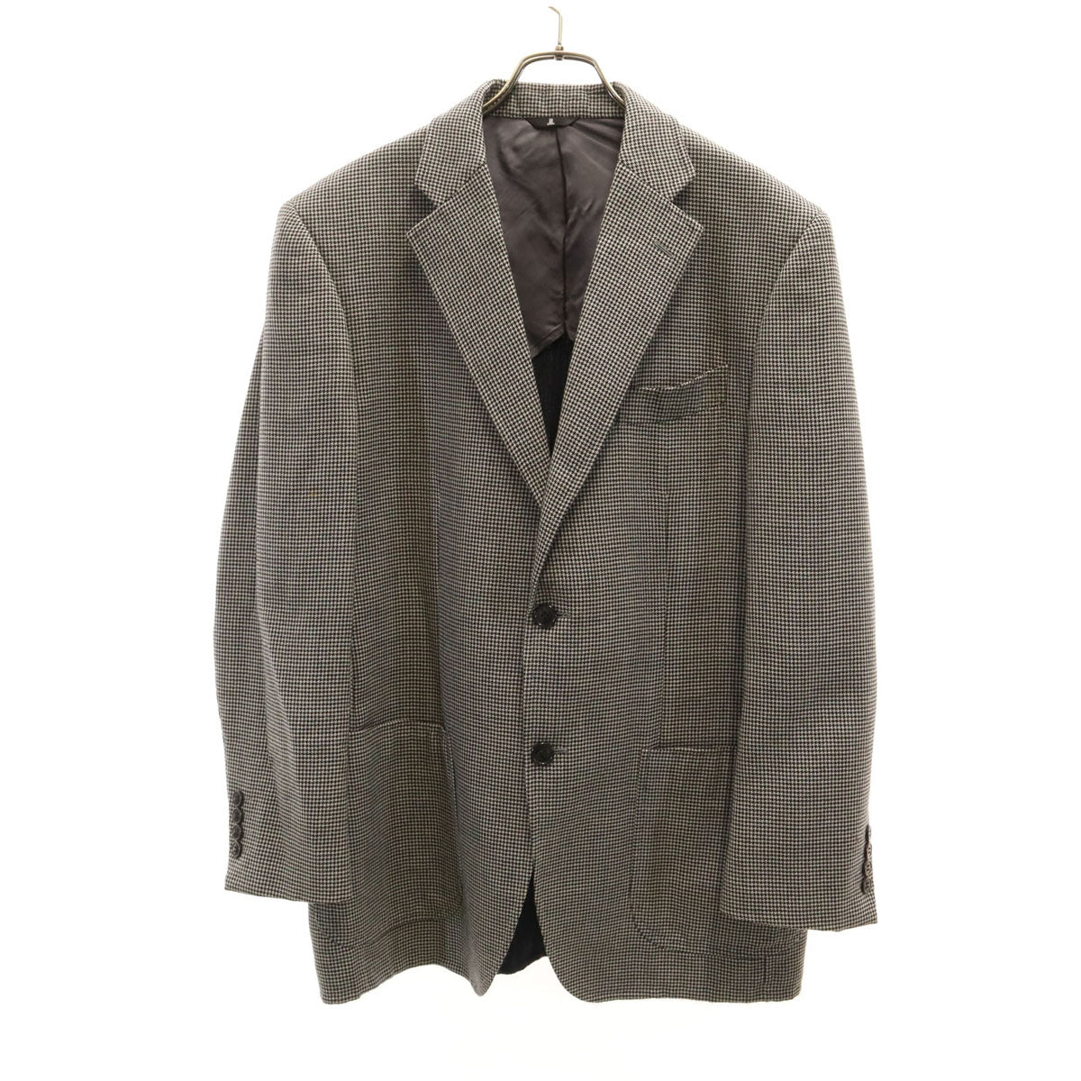LANVIN LA COLLECTION ランバンコレクション 日本製 ハウンドトゥース柄 テーラードジャケット 50 ブラック 千鳥格子 メンズ