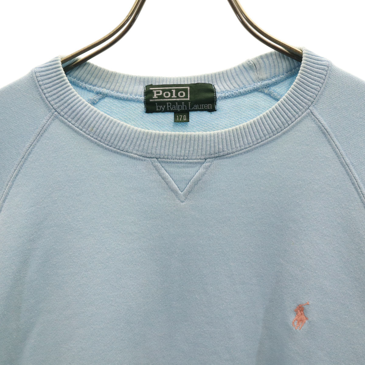 Polo by Ralph Lauren ポロバイラルフローレン 80s ヴィンテージ ボーイズ 緑タグ 長袖 スウェット トレーナー 170 水色 キッズ