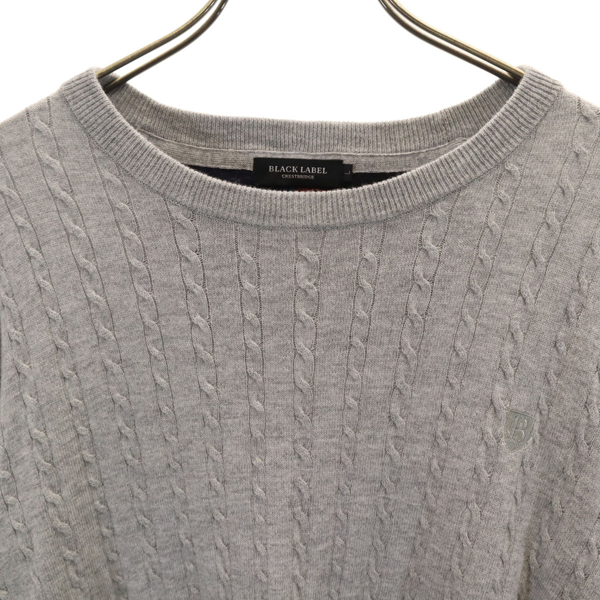 BLACK LABEL CRESTBRIDGE ブラックレーベルクレストブリッジ 長袖 ケーブル ニット L グレー セーター メンズ