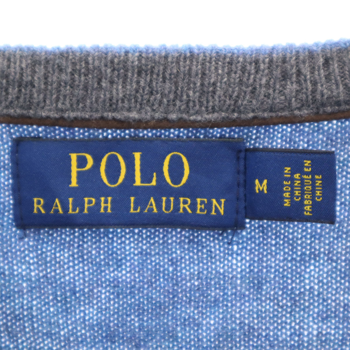 POLO RALPH LAUREN ポロラルフローレン 長袖 Vネック ニット M 青紺 セーター メンズ
