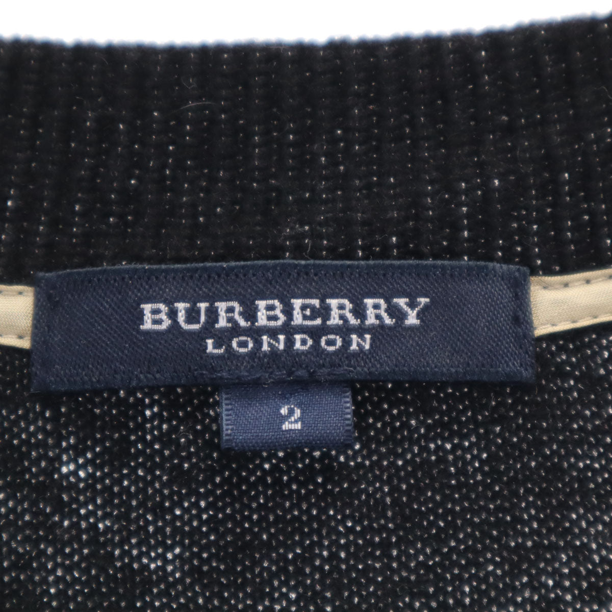 BURBERRY LONDON バーバリーロンドン カシミヤブレンド 長袖 ショート ニットカーディガン 2 ブラック 三陽商会 レディース