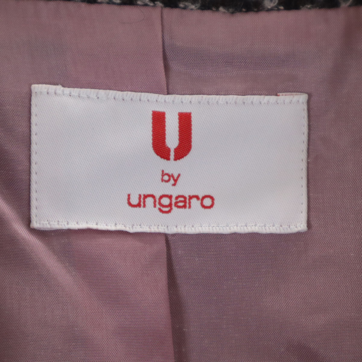 U by ungaro ユーバイウンガロ 日本製 ウールブレンド ツイード ジャケット 36 ピンク×ブラウン系 レディース