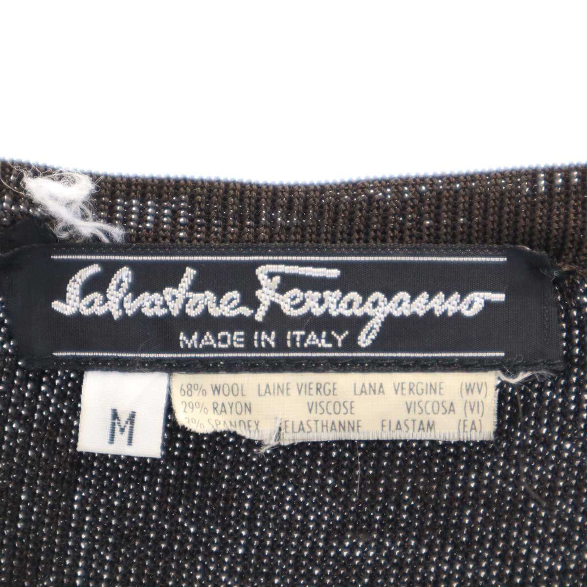 Salvatore Ferragamo サルヴァトーレフェラガモ 90s イタリア製 オールド 半袖 Vネック ニット M ブラック セーター レディース