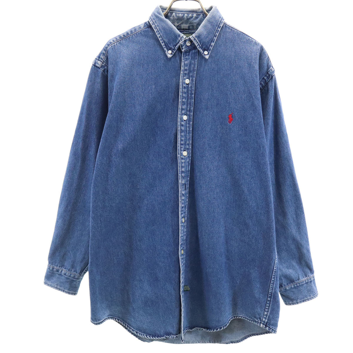 POLO COUNTRY RALPH LAUREN ポロカントリー ラルフローレン 80s 90s 89-91s オールド 初期 長袖 デニム ボタンダウンシャツ L ウォッシュブルー メンズ