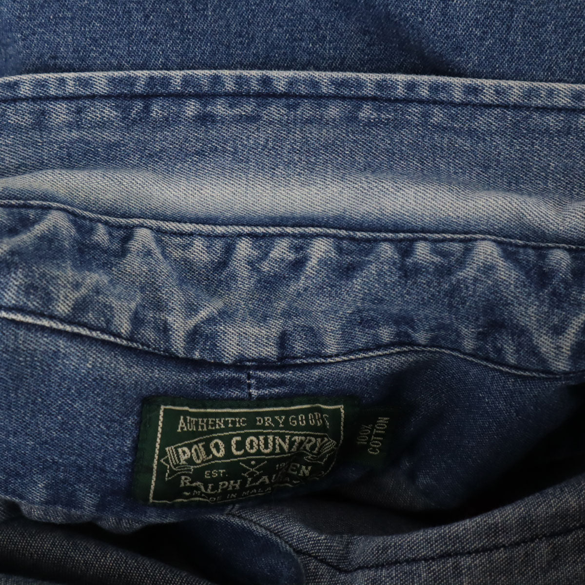 POLO COUNTRY RALPH LAUREN ポロカントリー ラルフローレン 80s 90s 89-91s オールド 初期 長袖 デニム ボタンダウンシャツ L ウォッシュブルー メンズ