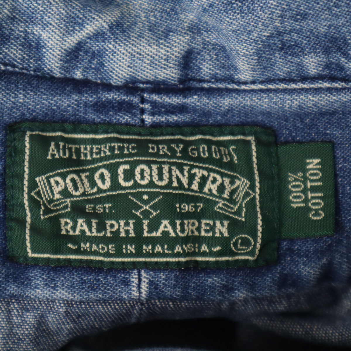 POLO COUNTRY RALPH LAUREN ポロカントリー ラルフローレン 80s 90s 89-91s オールド 初期 長袖 デニム ボタンダウンシャツ L ウォッシュブルー メンズ
