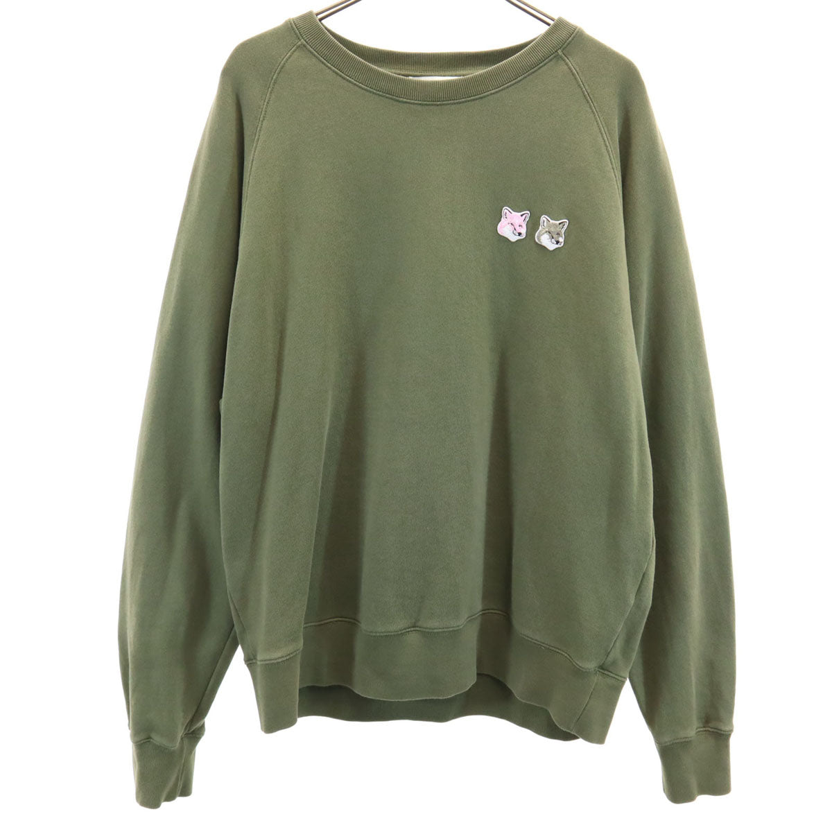 MAISON KITSUNE メゾンキツネ ポルトガル製 長袖 スウェット トレーナー XL オリーブ レディース