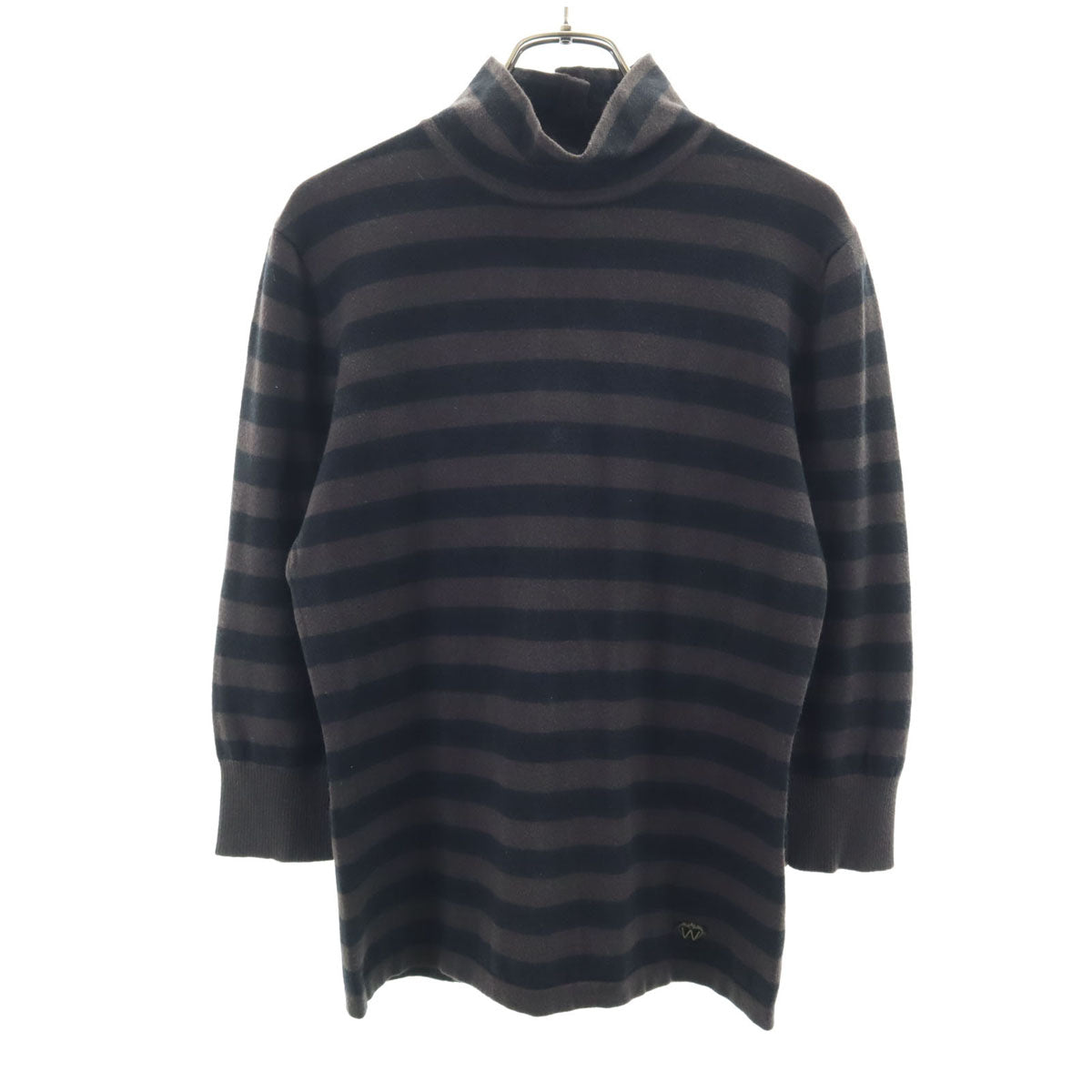MAX MARA Weekend マックスマーラウィークエンド ボーダー柄 7分袖 ハイネック ニット L ブラウン レディース