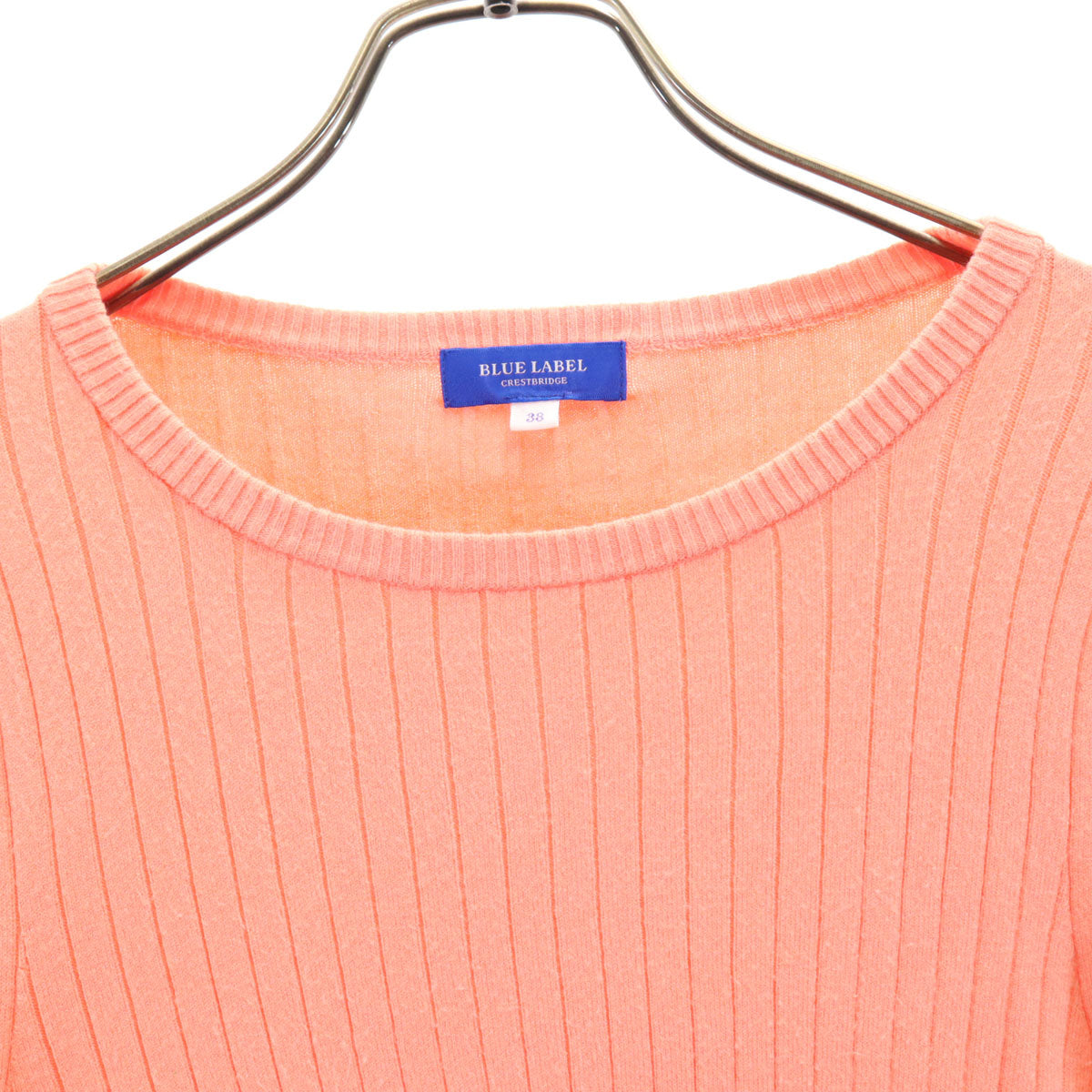 BLUE LABEL CRESTBRIDGE ブルーレーベルクレストブリッジ 長袖 リブ ニット 38 サーモンピンク セーター レディース