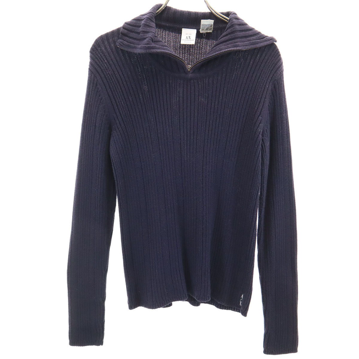 ARMANI EXCHANGE アルマーニエクスチェンジ 90s オールド 長袖 ハイネック リブ ニット S ネイビー レディース