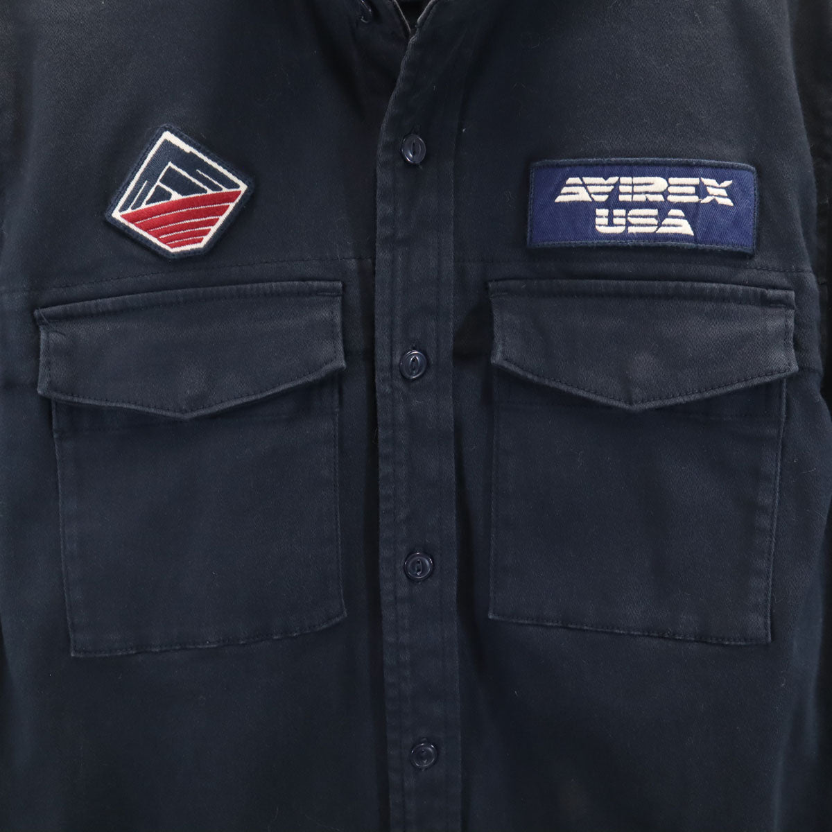 AVIREX アヴィレックス バックロゴ 長袖 ミリタリーシャツ F ネイビー メンズ