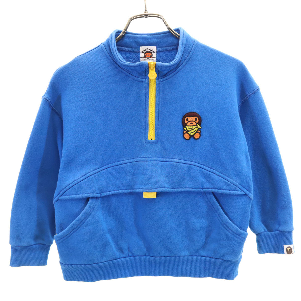 BAPE KIDS BY A BATHING APE ベイプキッズバイアベイシングエイプ 長袖 ハーフジップ スウェット 120 ブルー キッズ