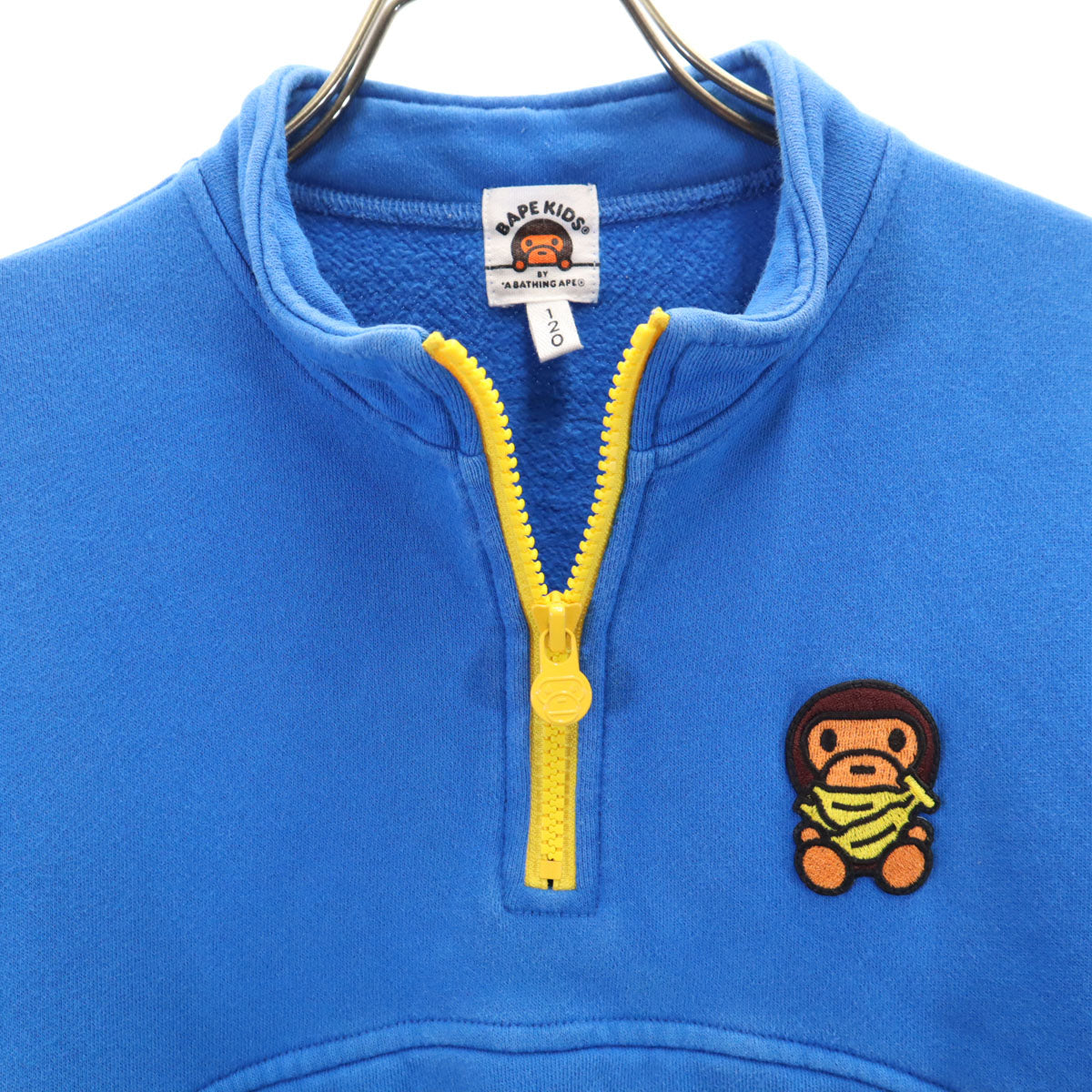 BAPE KIDS BY A BATHING APE ベイプキッズバイアベイシングエイプ 長袖 ハーフジップ スウェット 120 ブルー キッズ