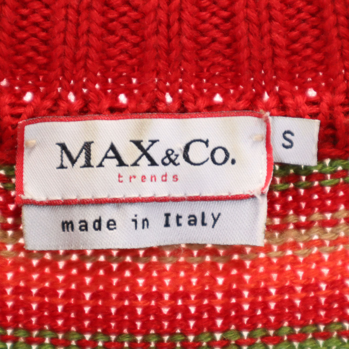 MAX&CO マックスアンドコー ボーダー柄 長袖 スキッパーカラー セーター S レッド ニット レディース