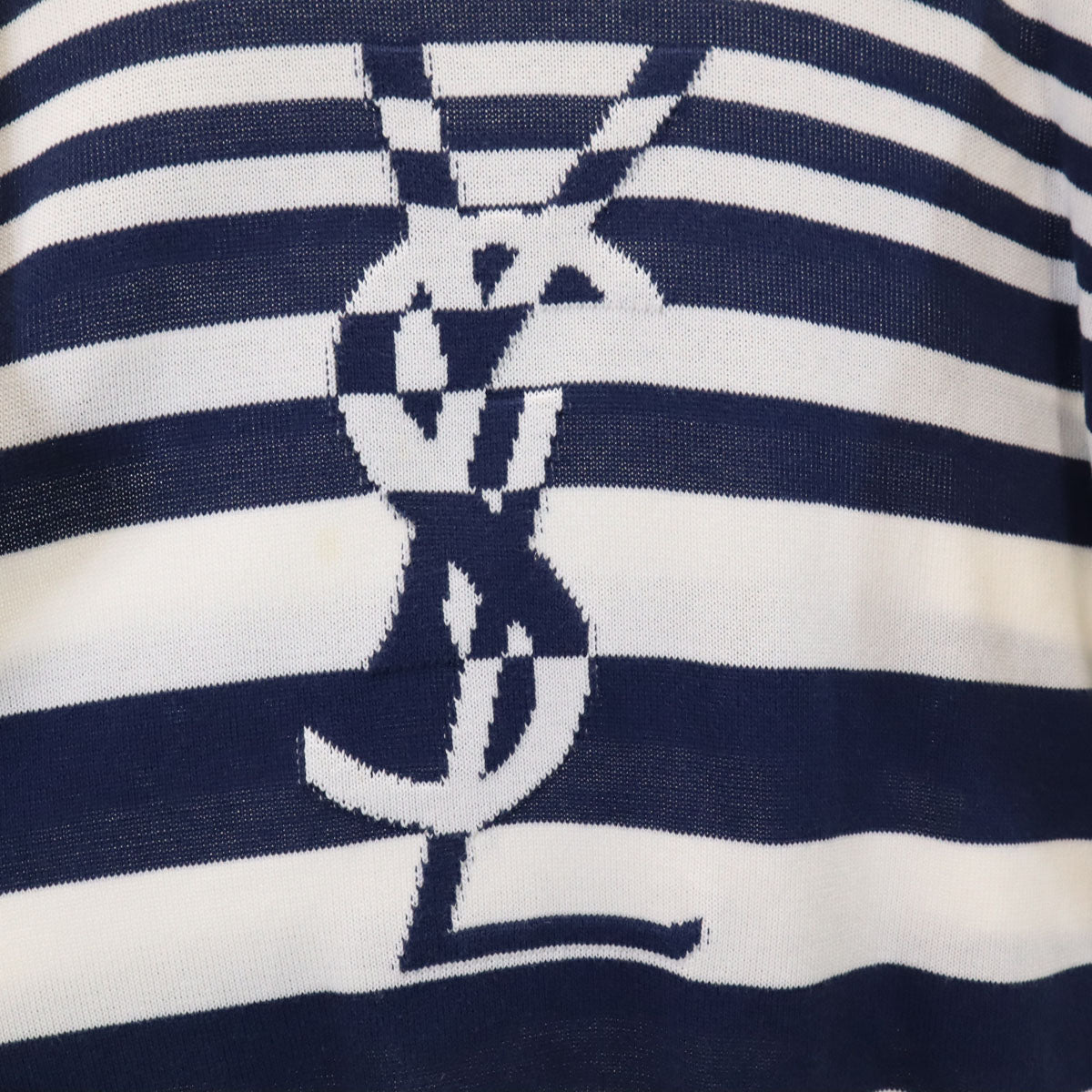 YVES SAINT LAURENT イヴサンローラン 90s オールド ボーダー柄 長袖 ニット LA ホワイト セーター メンズ