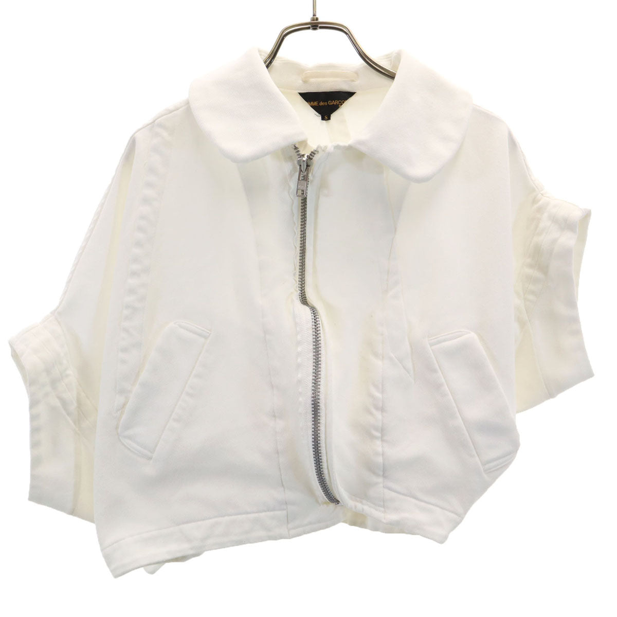 COMME des GARCONS コムデギャルソン 2004年 日本製 ショート丈 変形 ジャケット S ホワイト レディース