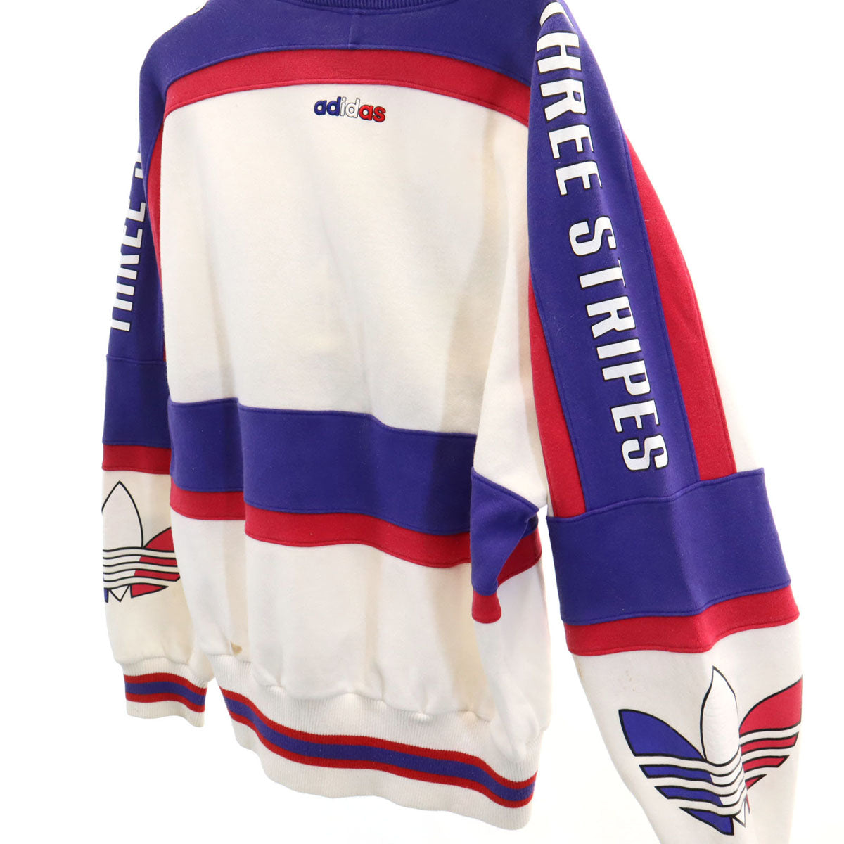 adidas アディダス 80s 日本製 ヴィンテージ 長袖 スウェット トレーナー M-L ホワイト デサント メンズ