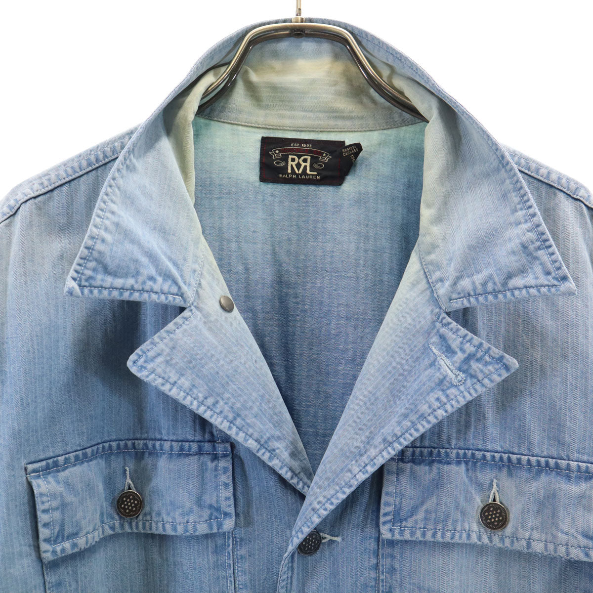 ダブルアールエル RRL 長袖 デニムシャツ M ブルー Ralph Lauren ラルフローレン メンズ